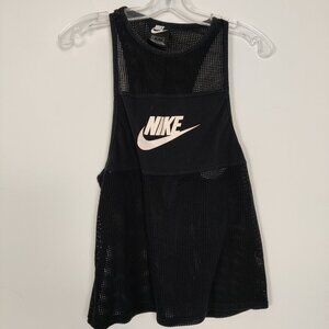 Nike Women’s Tank Top Size S Black Mesh Logo Athleisure Lightweight Activewear